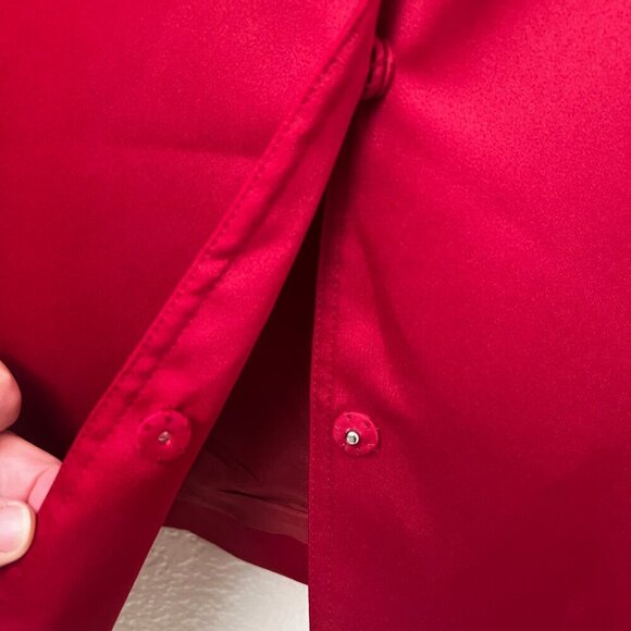 Avenue Elegant longline Red Satin Pleated Swing Jacket Coat Plus Size 26 - Picture 5 of 10